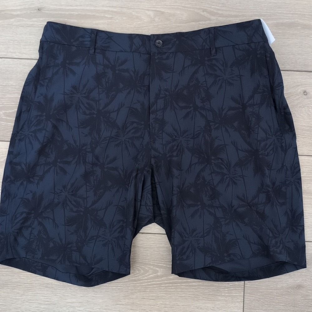 Walter Hagen P11 Palm Leaves Printed Shorts Sz 40 9" Inseam Blue MGA14212